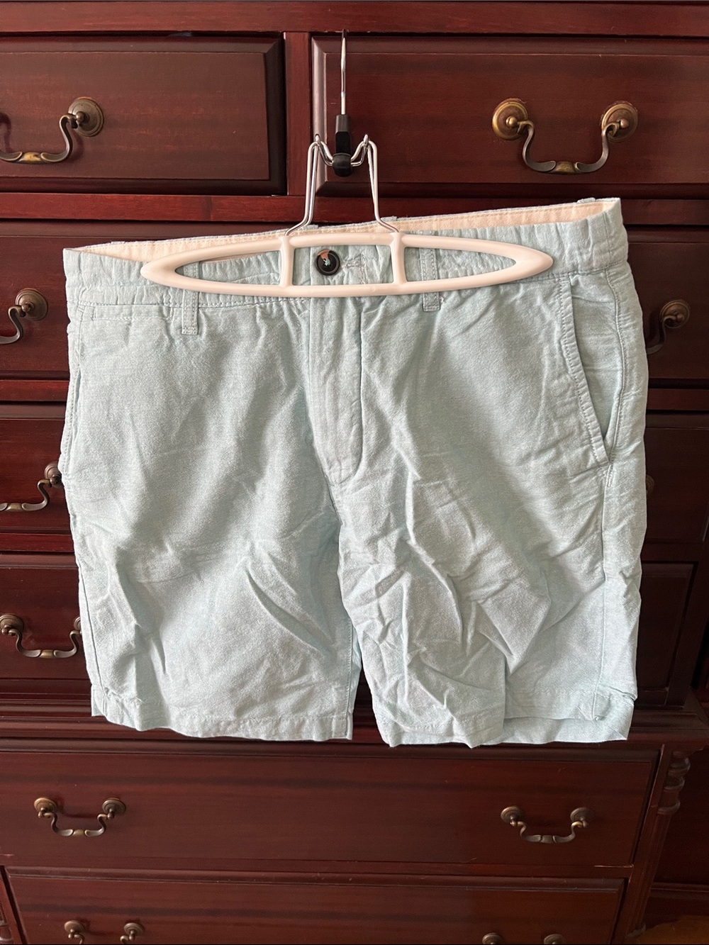 Men's Light Blue Flat Front Casual Shorts